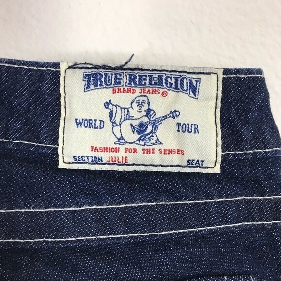 True Religion World Tour Julie Dark Wash Jeans- Jeweled Back Pockets- Size 27 - Picture 7 of 8